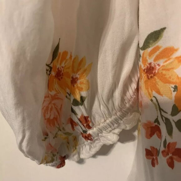 NWT - OLD NAVY Women's XL Ivory Floral Long Sleeve V-Neck Blouse #710 Boho Chic - Picture 5 of 5